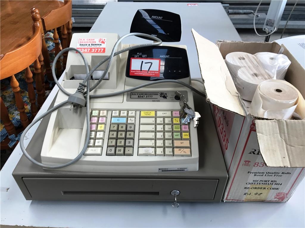 Cash Register, Tec Ma516, With Keys & Receipt Rolls Location