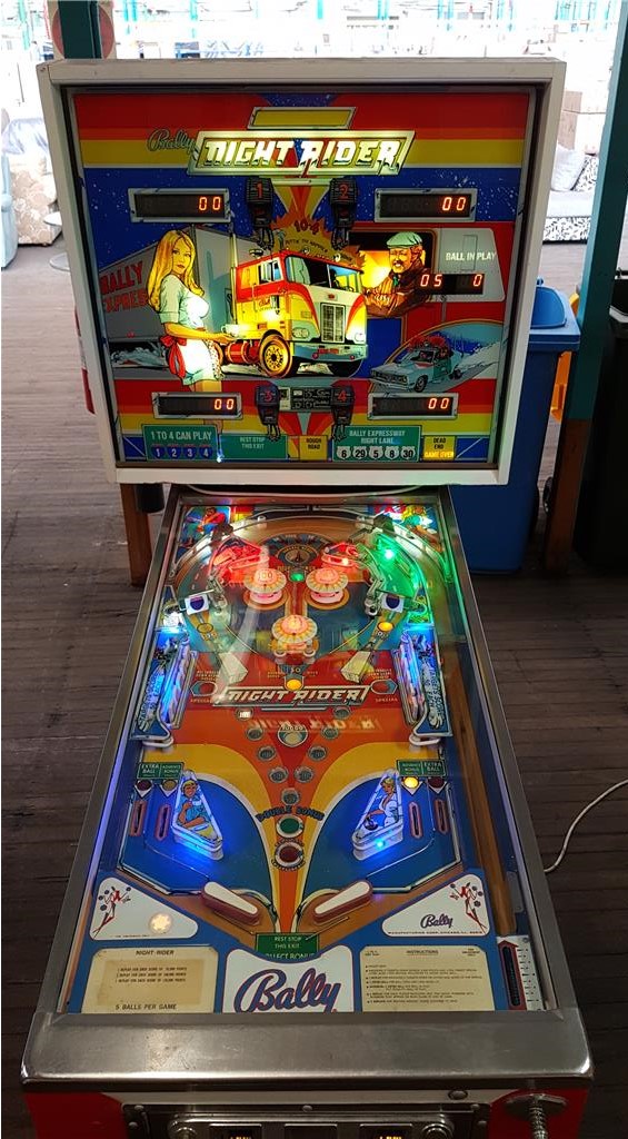 Pinball Machine, Bally Night Rider, Width 560mm x Depth1300mm x