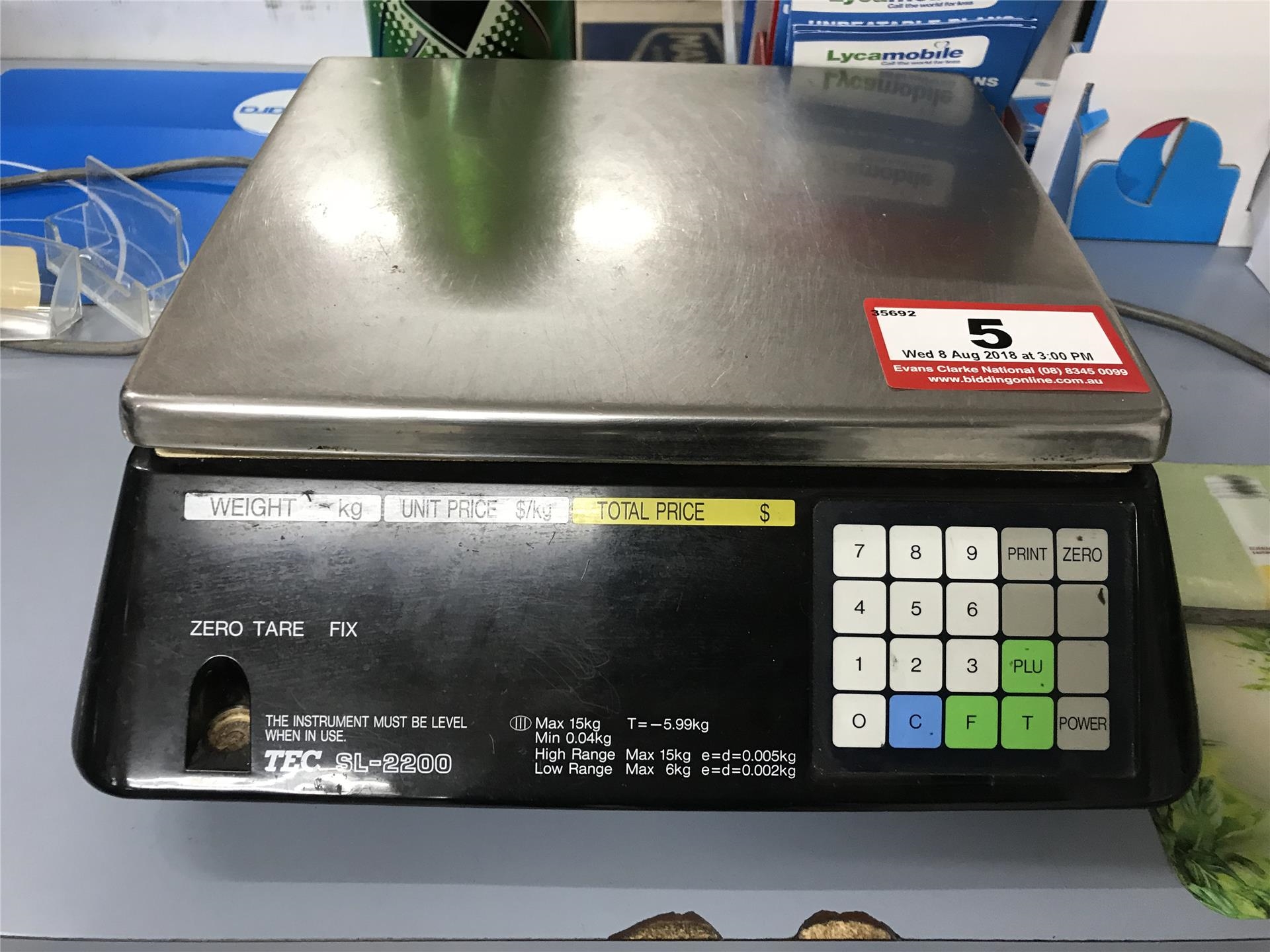 Digital Pricing Scales, TEC SL2200, 0.4 15 Kg.