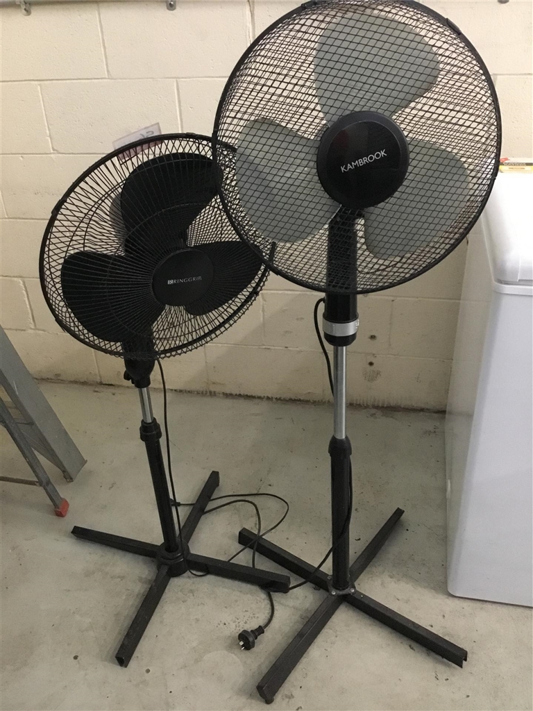 Kambrook & Ringgrip Pedestal Fans, 240v, Black, Quantity of 2