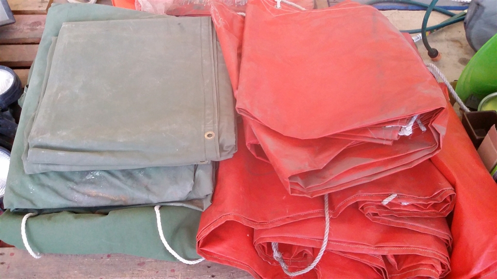 Quantity.Of 3 Canvas and 3 Poly Tarps Salvage Sale