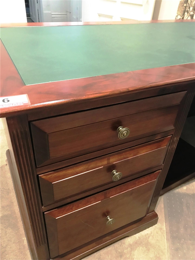 Executive Solid Timber Office Desk with Leather Insert & Return