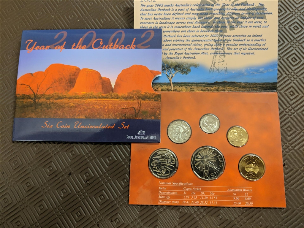 2002 Australian 6 Coin UNC Set "Year Of the Outback"