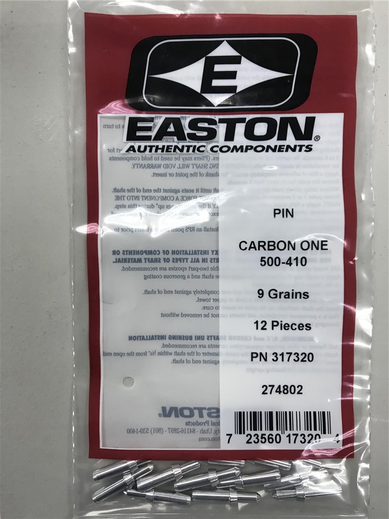 Pins, Easton, Carbon 1 410500, Sold Per Dozen (Colours Vary)