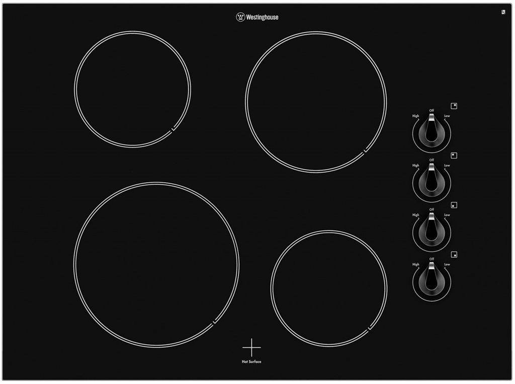 70cm 4 Zone Electric Ceramic Cooktop, Westinghouse