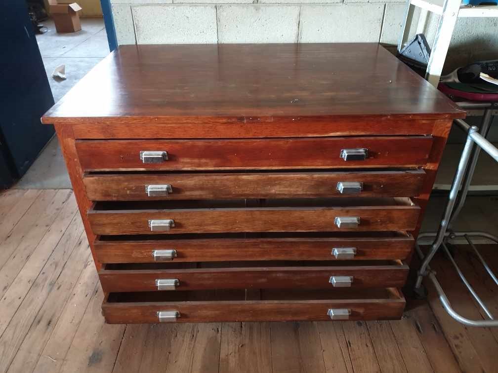 Timber Architects 6 Drawer Timber Plan / Chart ( Collection From Port Pirie Sa )