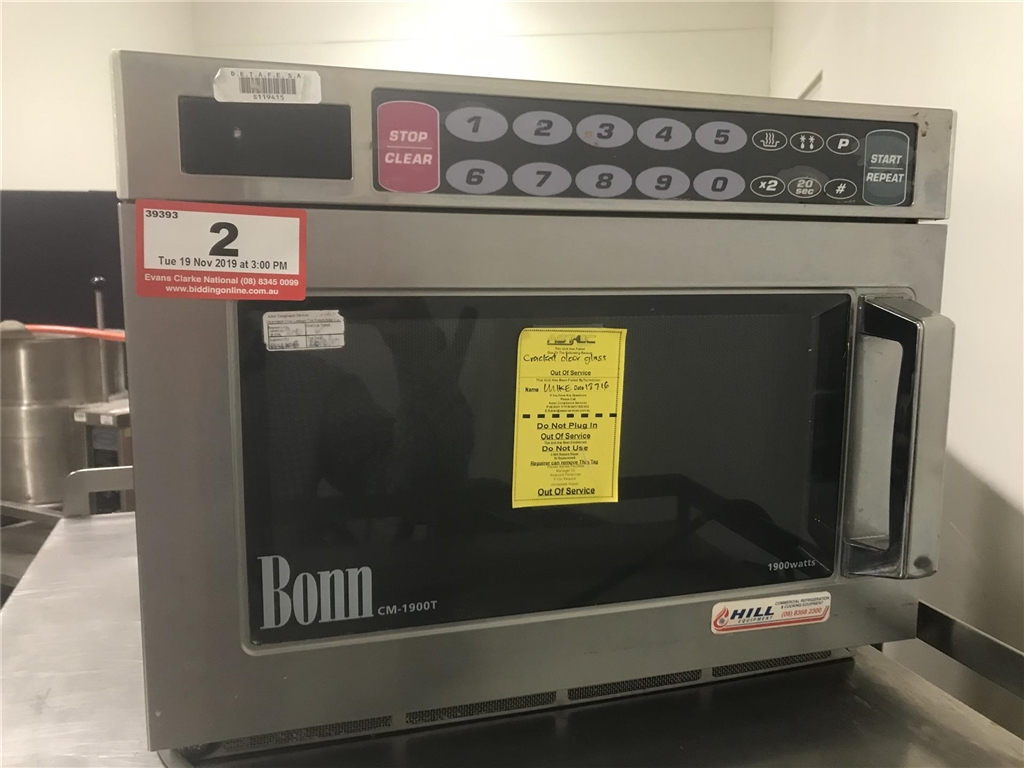Commercial Microwave, Cracked Glass Door, Bonn Cm1900t, 1900w, 240v