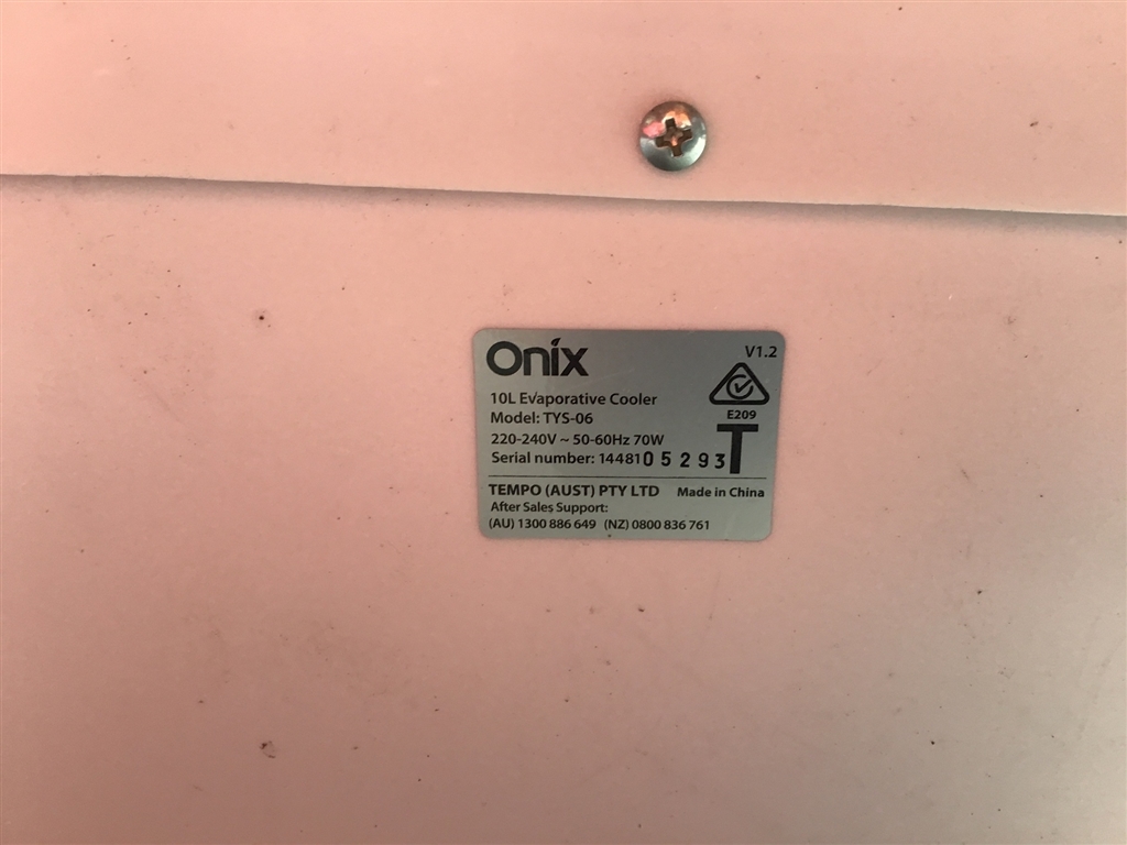 Portable Evaporative Air Cooler, Onix, 10L Model Ttys06, Sold As Is