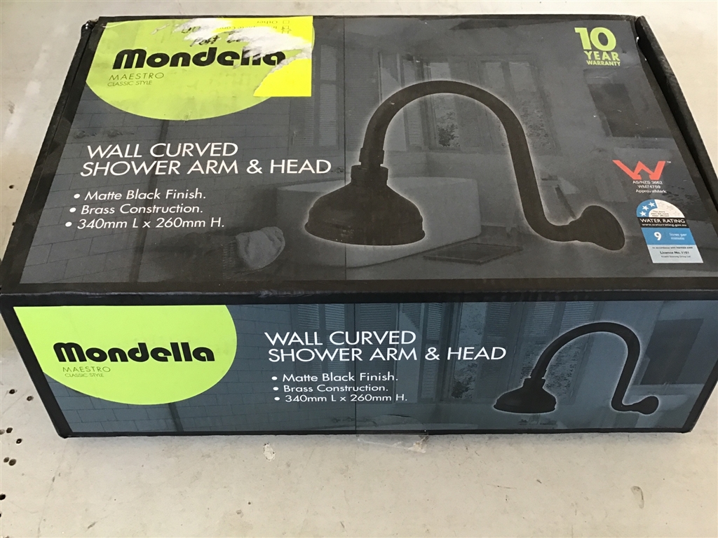 Shower Arm and Head Mondella Curved Matt Black