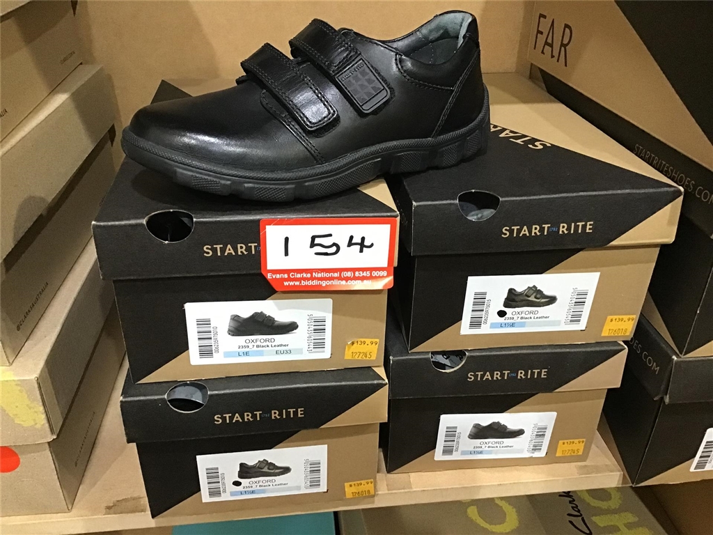 Start Rite "Oxford " Black Double Velcro Rounded Toe 4 Pairs Sizes