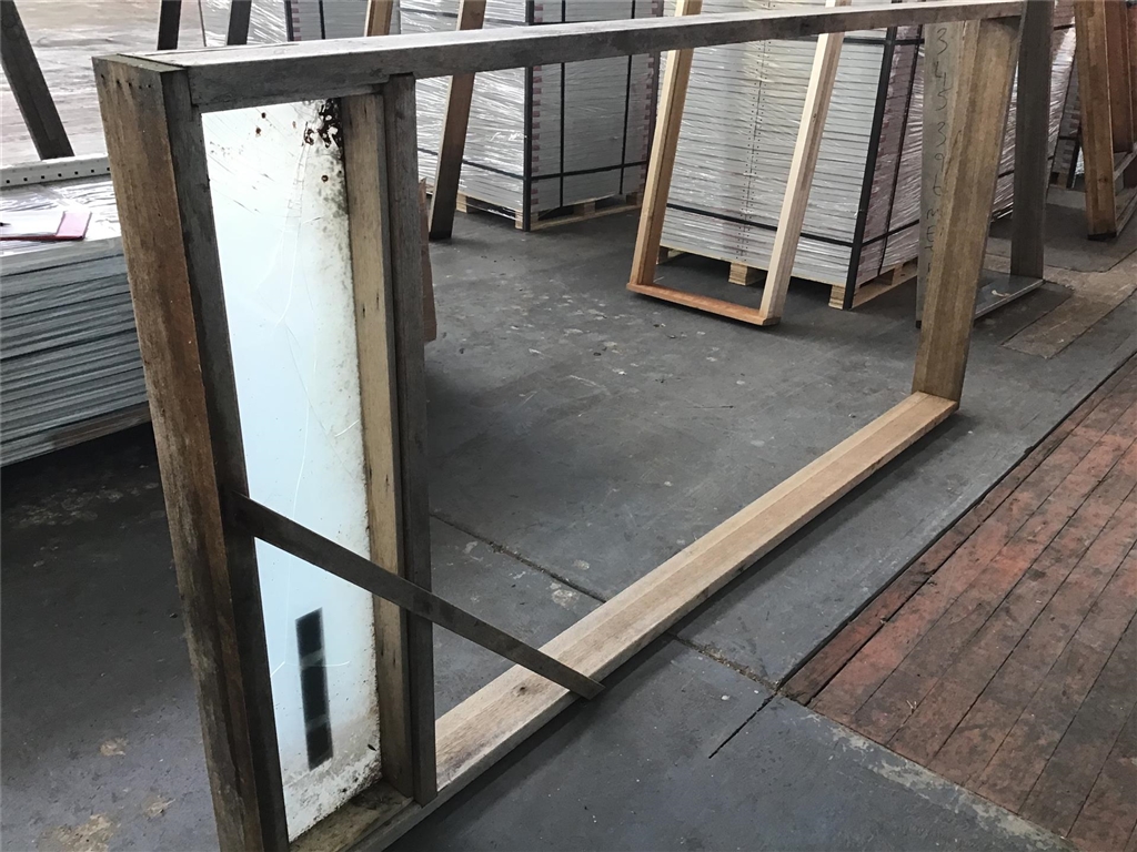 Meranti Door Frame with Step Sill Top Section (Broken Glass) Overall