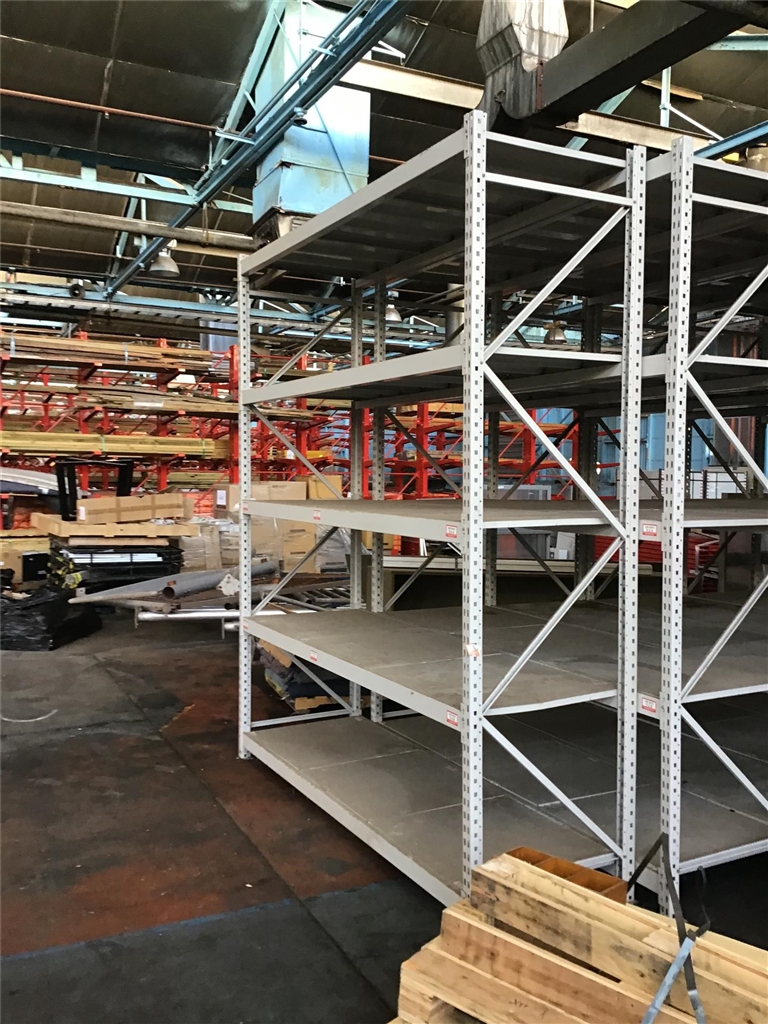 Steel Heavy Duty Warehouse Shelving Tall 4 Bay with Steel Shelf Decks