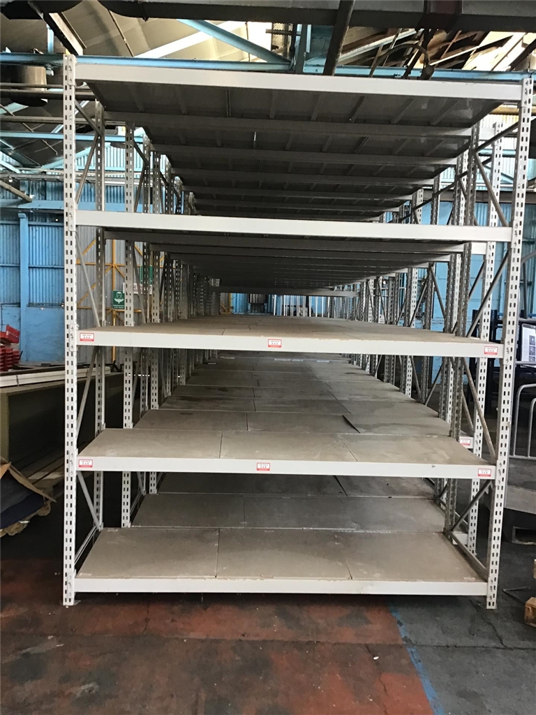 Steel Heavy Duty Warehouse Shelving Tall 4 Bay with Steel Shelf Decks