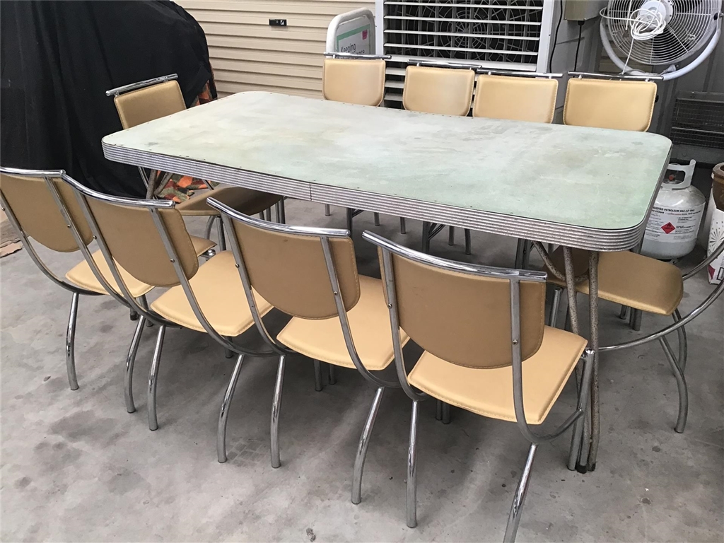 Retro Dining Table Laminex Top with Designer Retro Dining Chairs