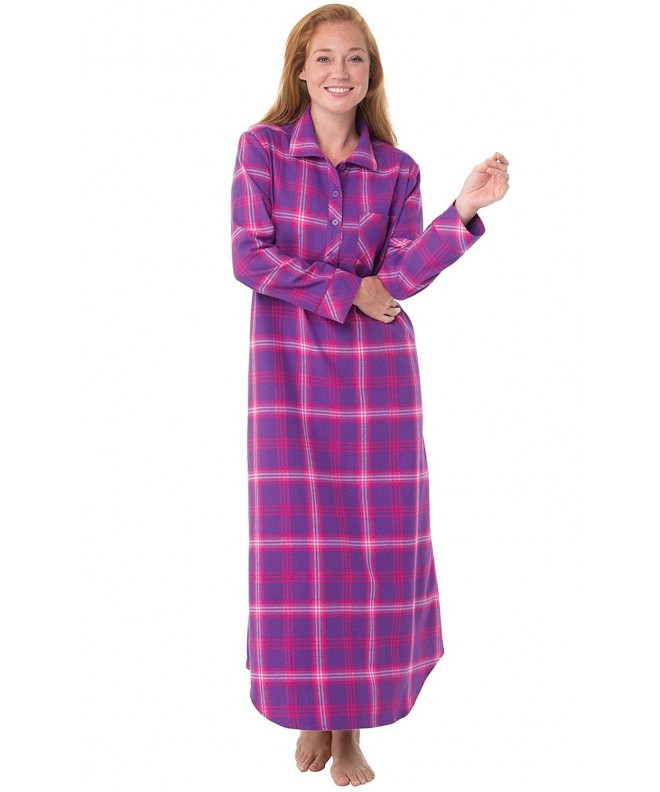Women's Bright Plaid Flannel Nightgowns Raspberry C012G0EB8WZ