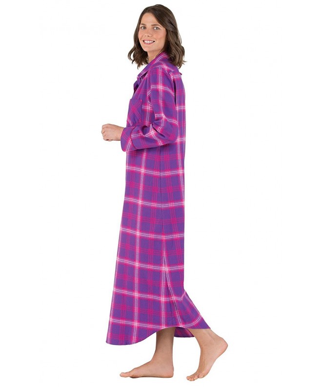 Women's Bright Plaid Flannel Nightgowns Raspberry C012G0EB8WZ