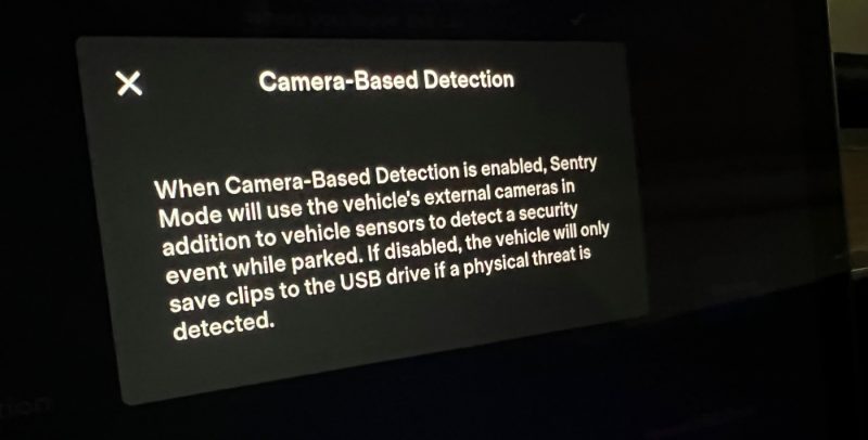 How much energy does Tesla Sentry Mode use without Cameras