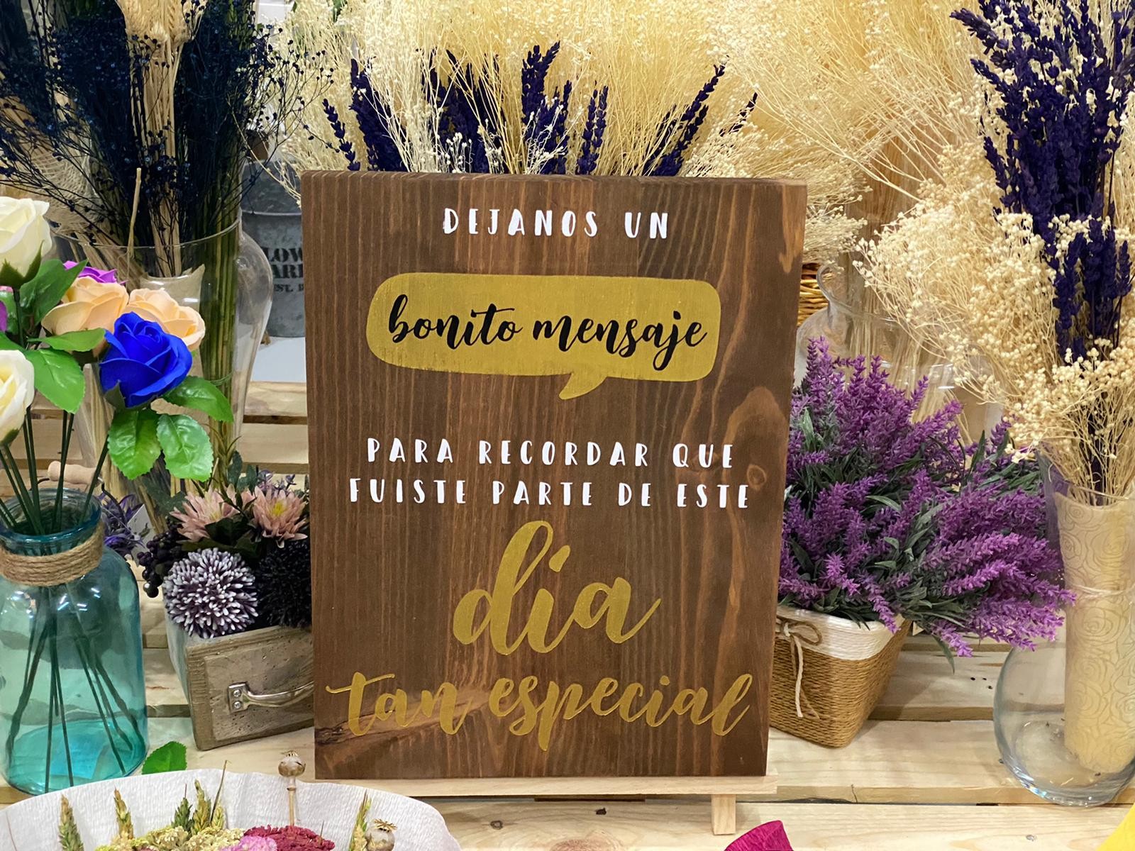 Cartel déjanos un bonito recuerdo para bodas y eventos