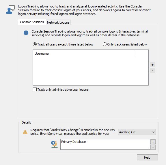How do I configure Logon/Logoff tracking? EventSentry