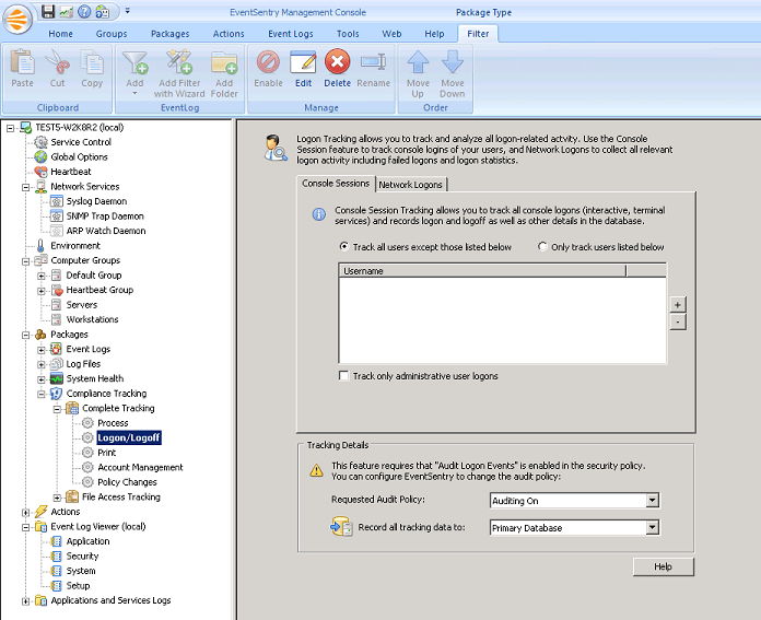 Using Logon/Logoff Tracking Step 1 EventSentry