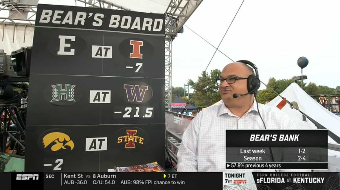 Chris Fallica Bear's Bank Week 3 2019 Picks On ESPN College Gameday 