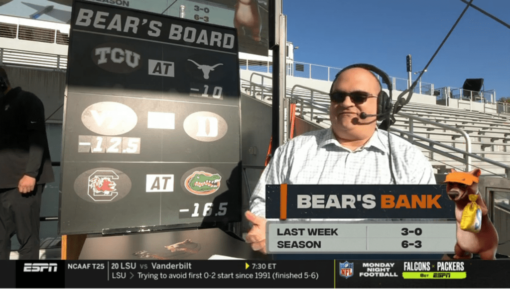 Chris Fallica Bear's Bank Week 5 2020 Picks On ESPN College Gameday 