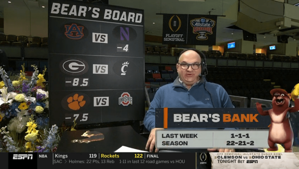 Bear's Bank Picks Chris Fallica Bowl Week 2020 College Football Picks
