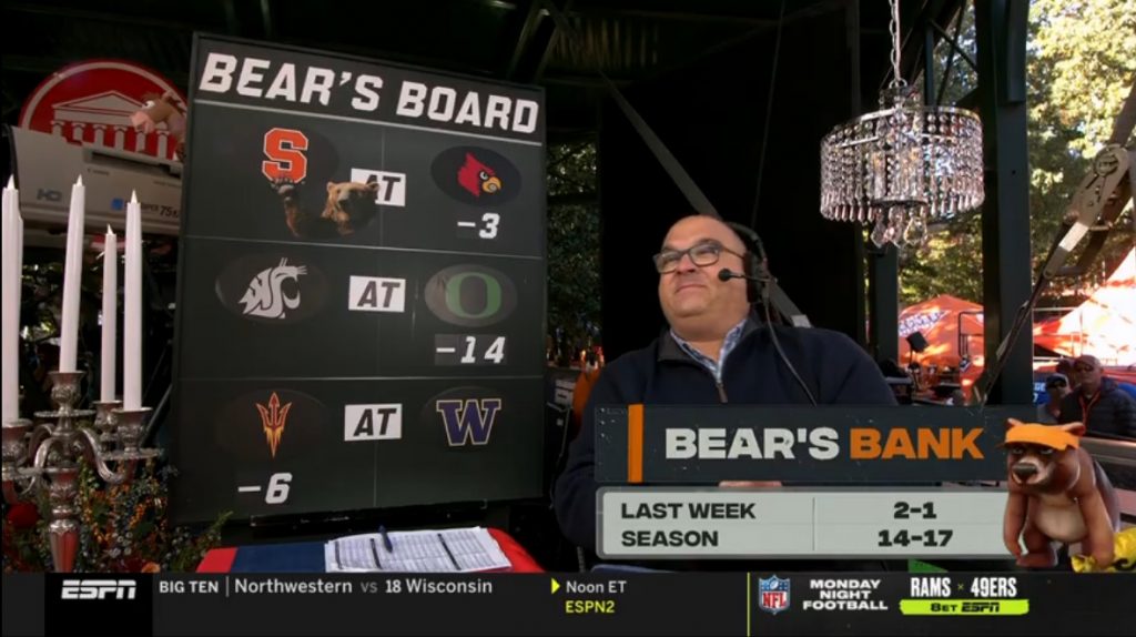 Bear's Bank Picks Chris Fallica Week 11 2021 College Football Picks on