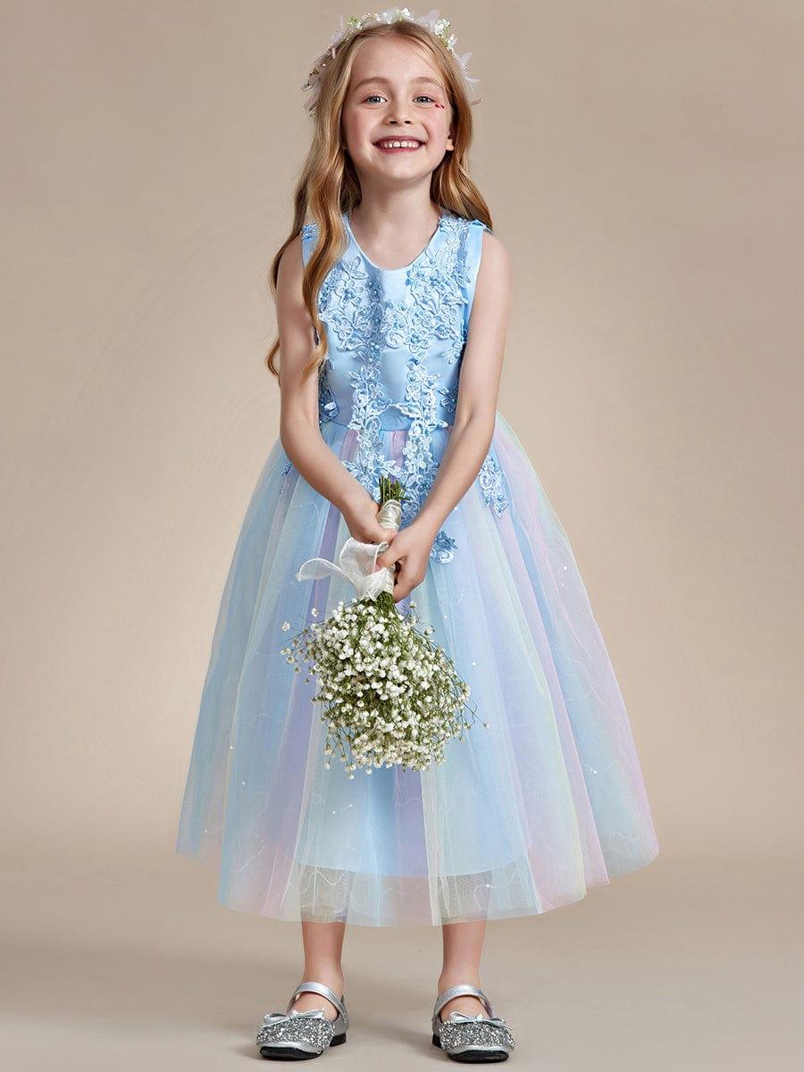 White Lace and Tulle Flower Girl Dress with Beaded Accents EverPretty US