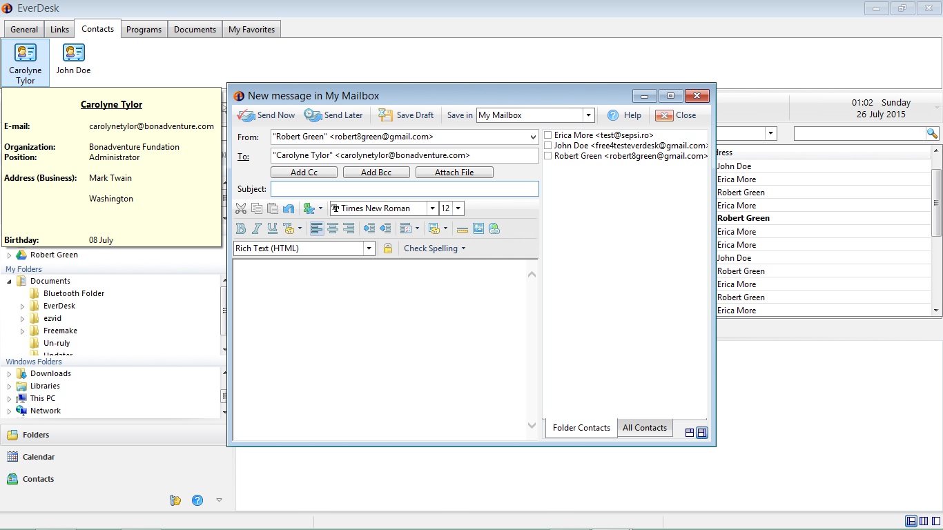 Features Address Book and Contacts