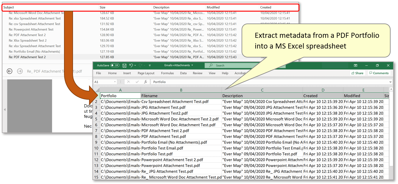 Extracting Metadata from a PDF Portfolio into a Microsoft Excel
