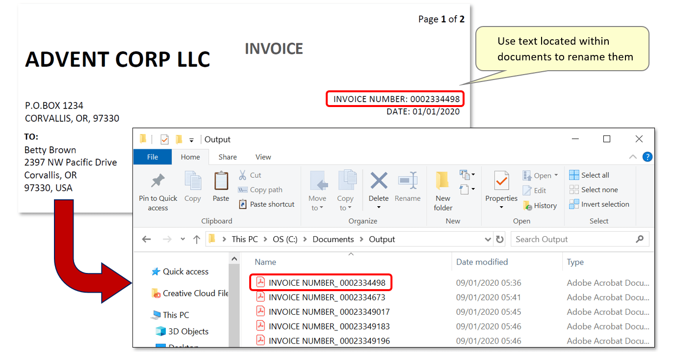 Automatically Rename Documents using the "Text by Search" Method with