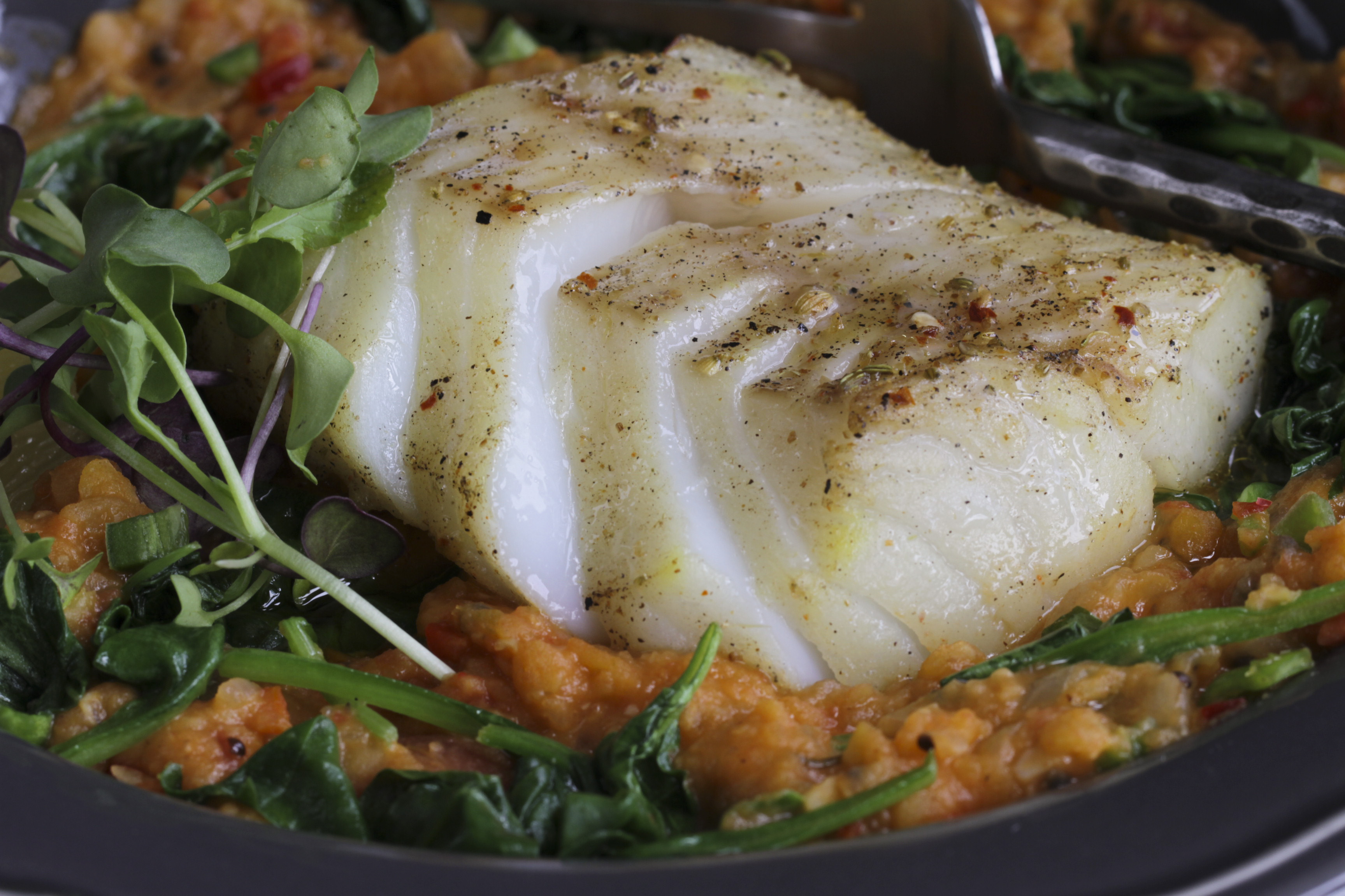 Spiced Buttermilk Cod with Lentil Ottolenghi Ever Open Sauce