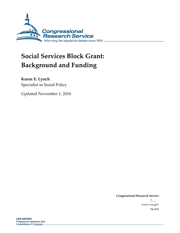 Social Services Block Grant Background and Funding