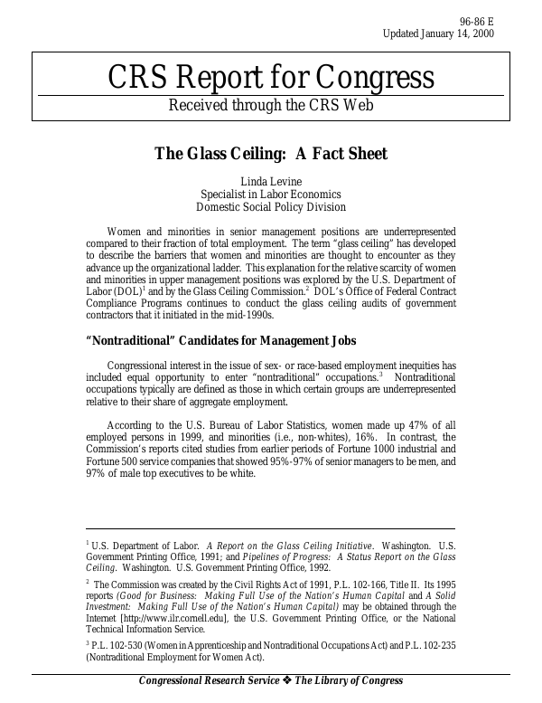 The Glass Ceiling A Fact Sheet