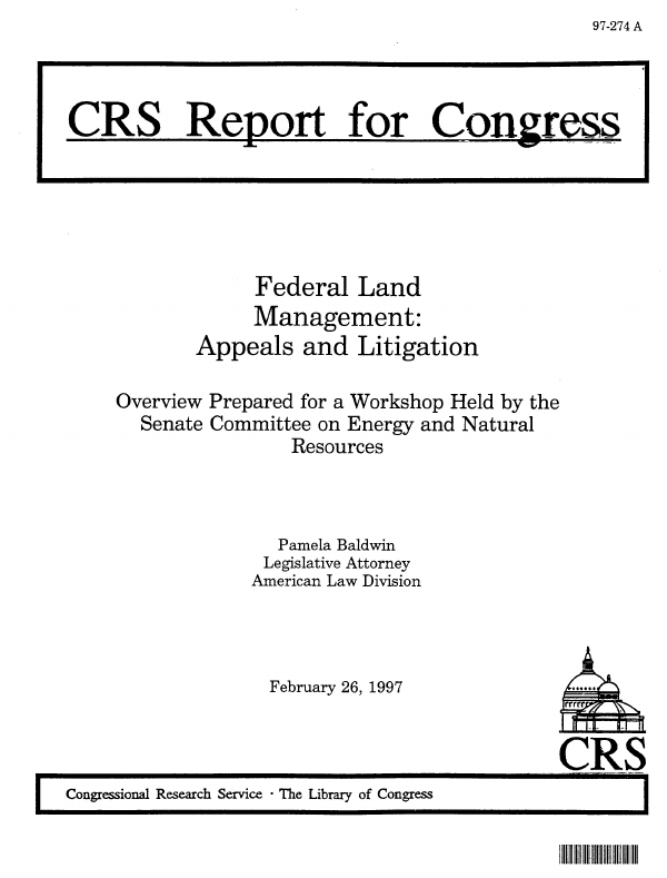 Federal Land Management Appeals and Litigation