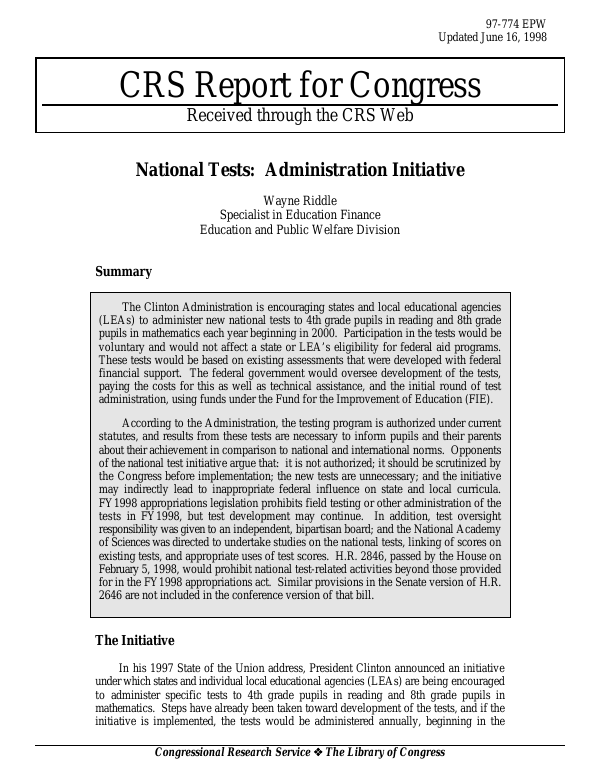 National Tests Administration Initiative