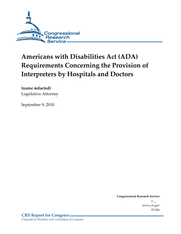 Americans with Disabilities Act (ADA) Requirements Concerning the