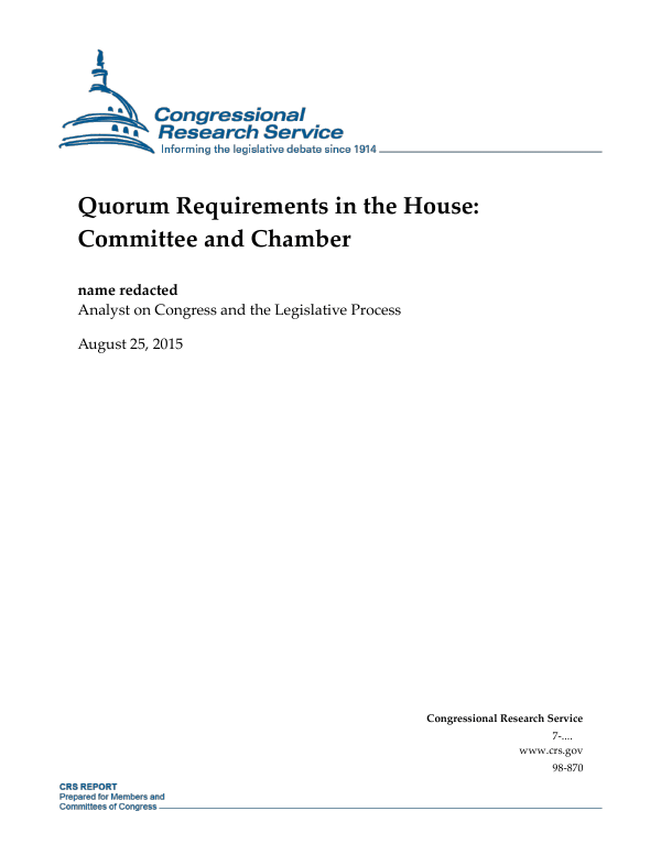 Quorum Requirements in the House Committee and Chamber