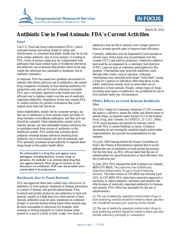 Antibiotic Use in Food Animals FDA’s Current Activities