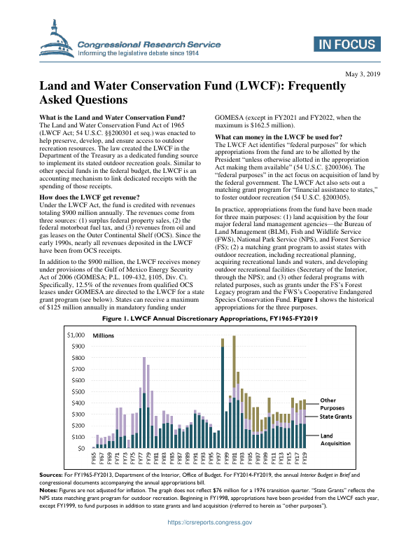 Land and Water Conservation Fund (LWCF) Frequently Asked Questions