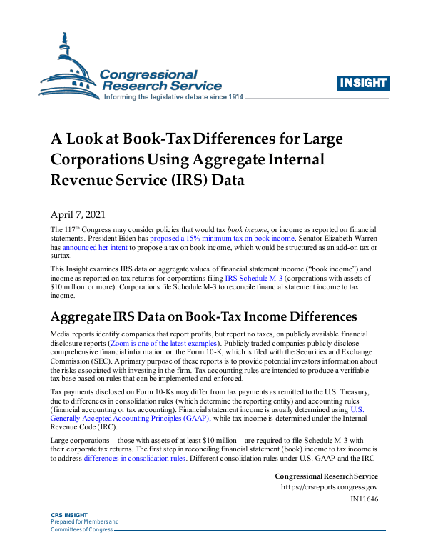 A Look at BookTax Differences for Large Corporations Using Aggregate