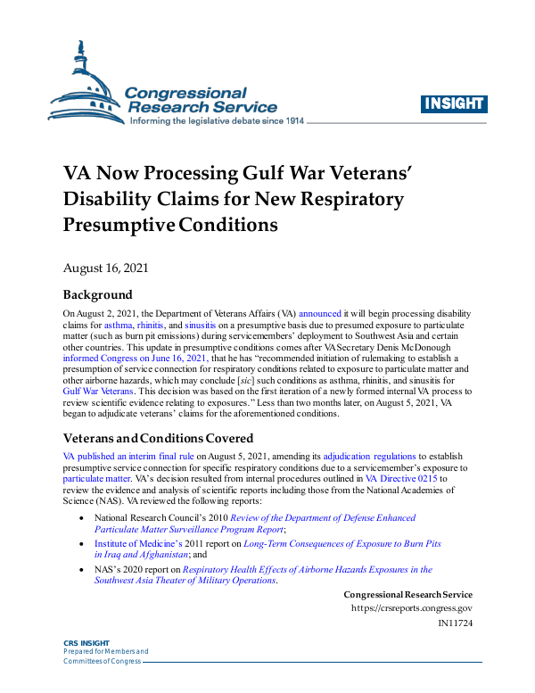 VA Now Processing Gulf War Veterans’ Disability Claims for New