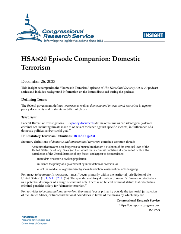 HSA20 Episode Companion Domestic Terrorism