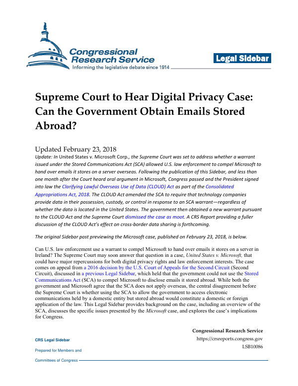 Supreme Court to Hear Digital Privacy Case Can the Government Obtain