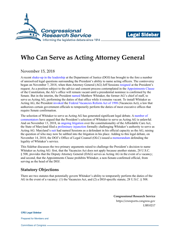 What Are Attorney General's Responsibilities