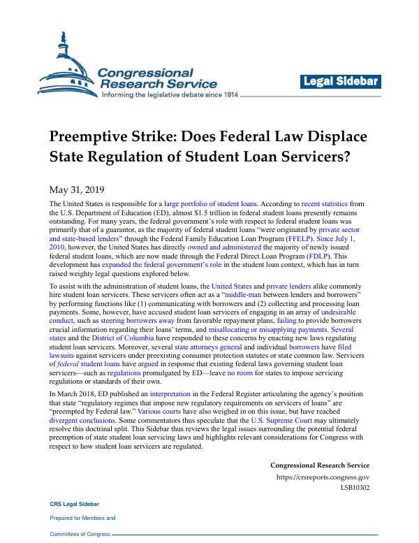 Preemptive Strike Does Federal Law Displace State Regulation of