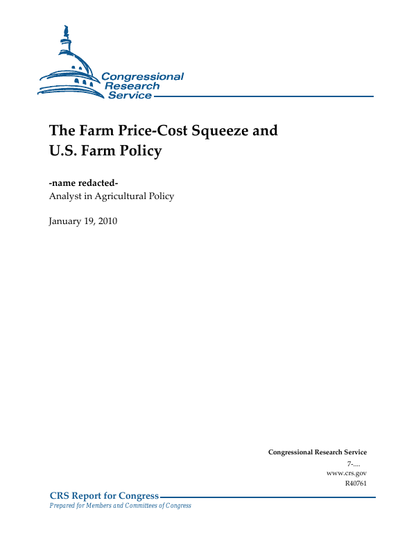 The Farm PriceCost Squeeze and U.S. Farm Policy