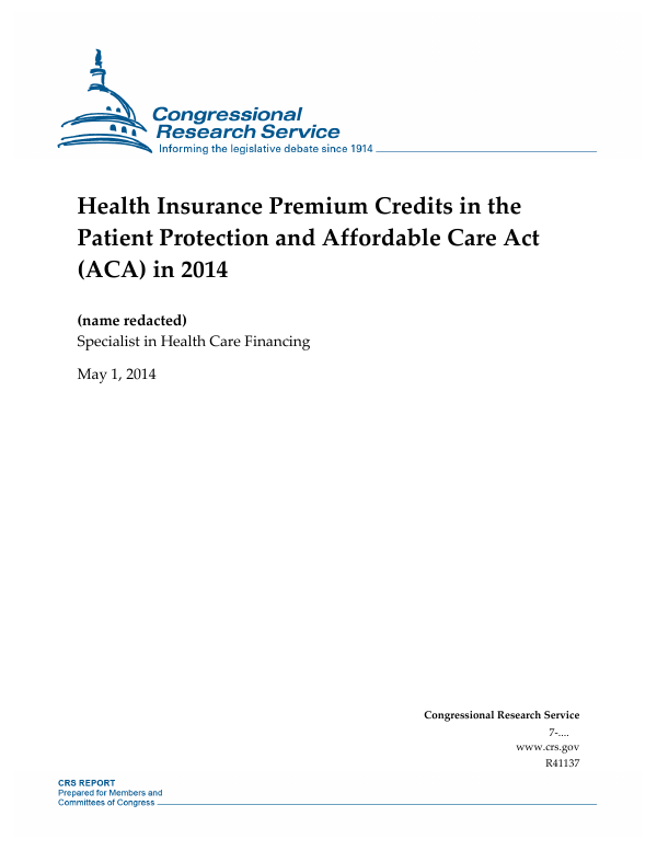 Health Insurance Premium Credits in the Patient Protection and