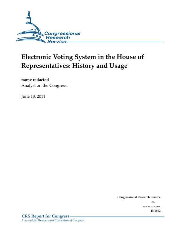 Electronic Voting System in the House of Representatives History and